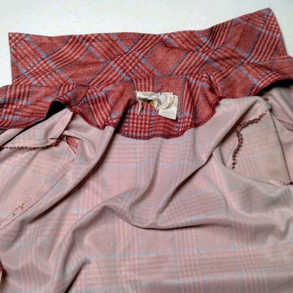 Vintage 1970s Liberty Circle Blouse Size 12 Open Front Shirt Red Plaid Academia - Picture 8 of 13